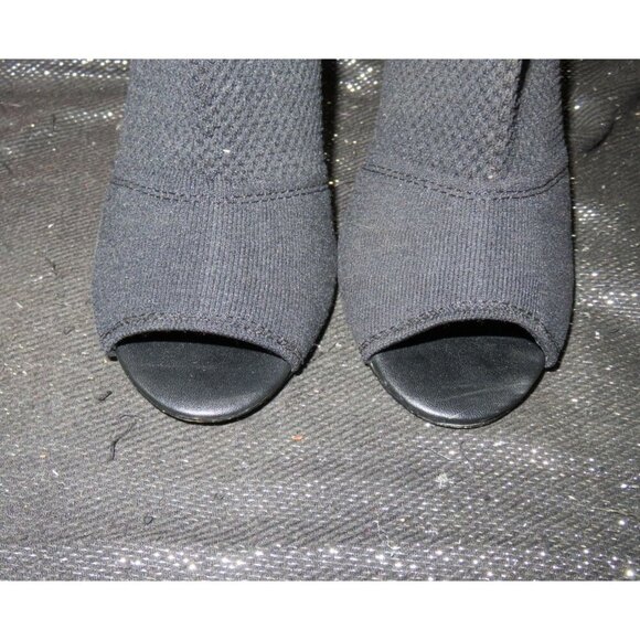 Express Black Knit Sock Mesh Open Toe Ankle Boots Booties size 8 - Picture 3 of 12